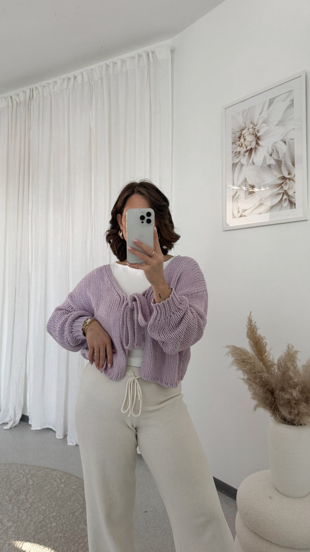Cardigan 'Bow' Flieder