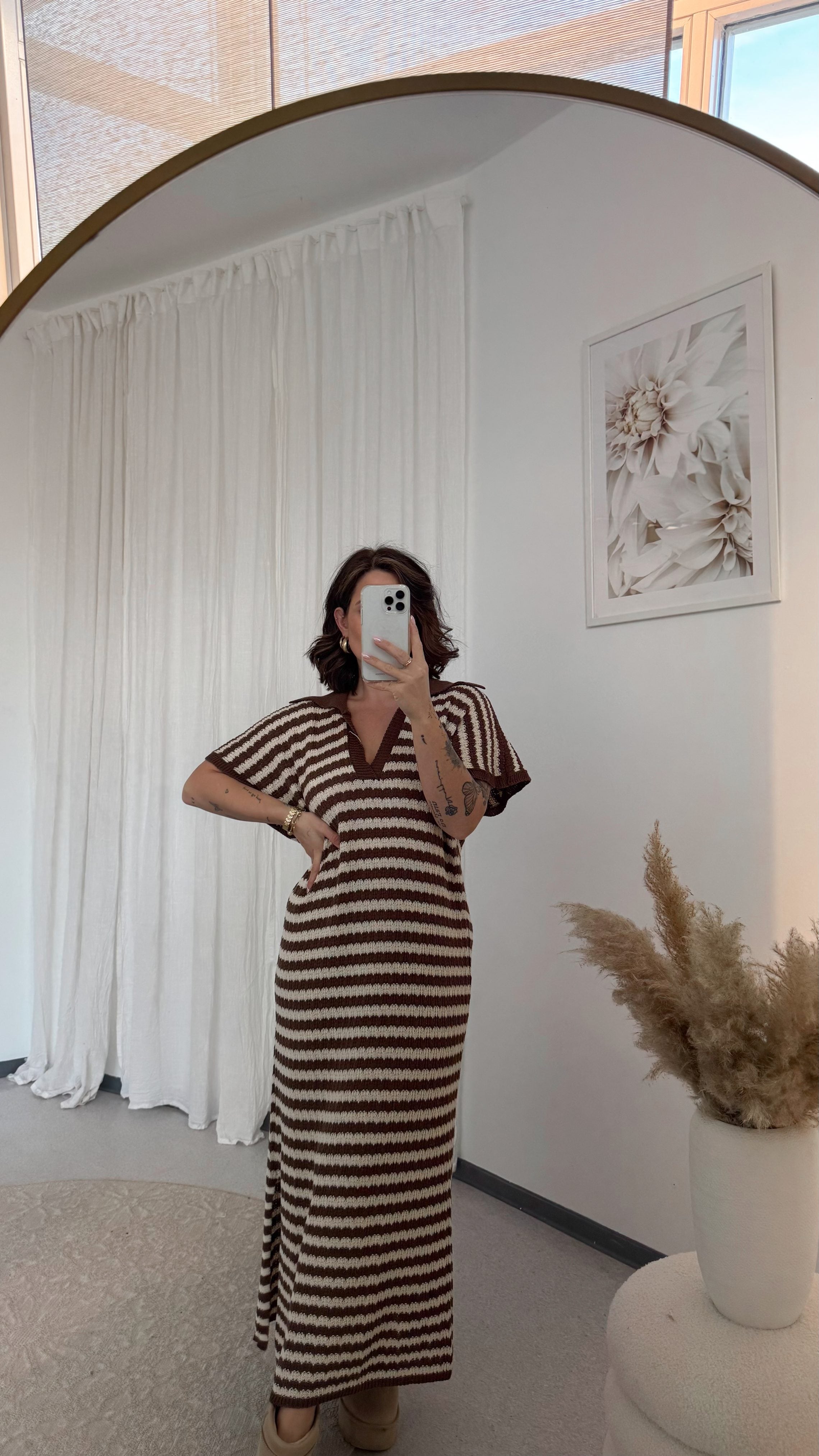 Maxikleid 'Soft Stripes' Brown