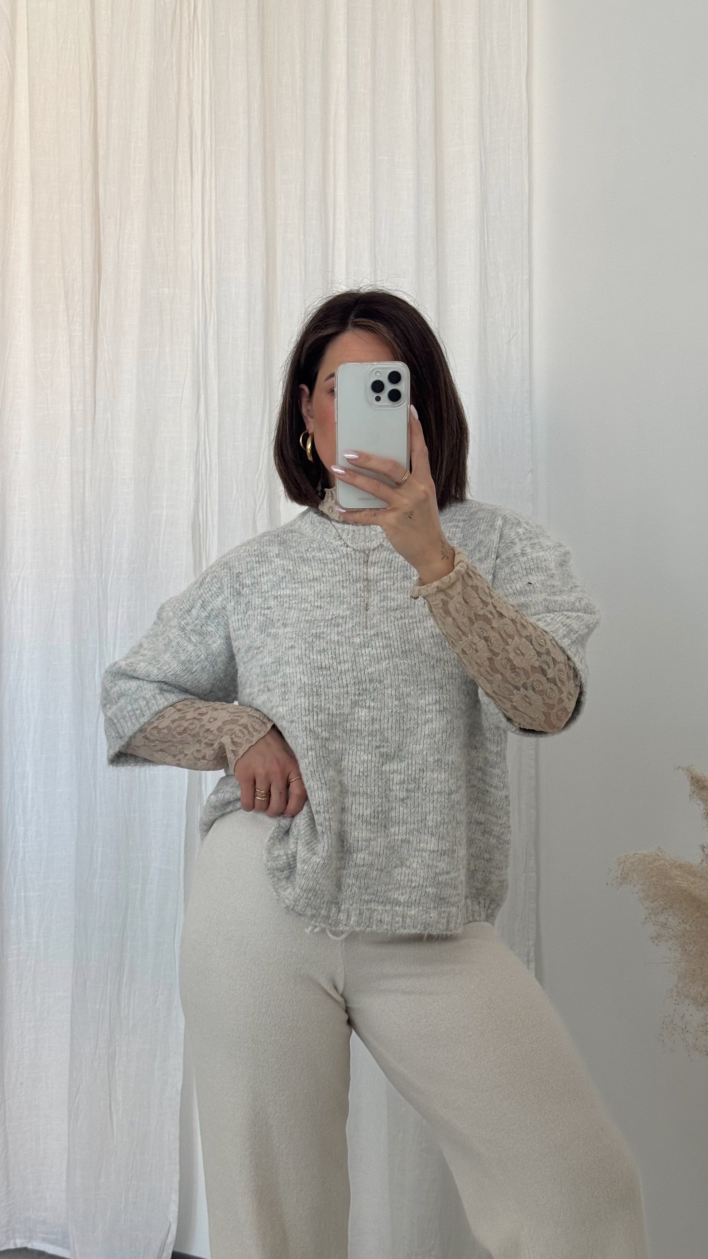 Wollpullover '3/4tli' Grey