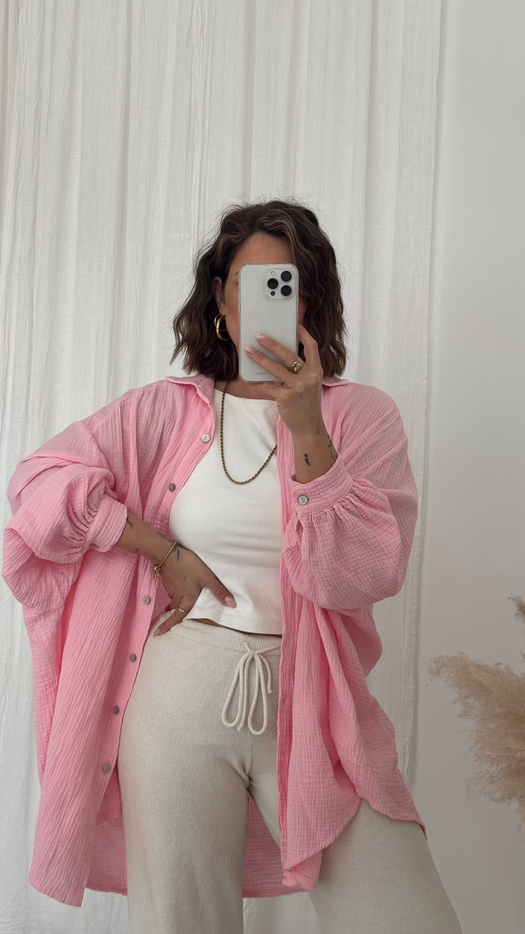 Lange Musselinbluse